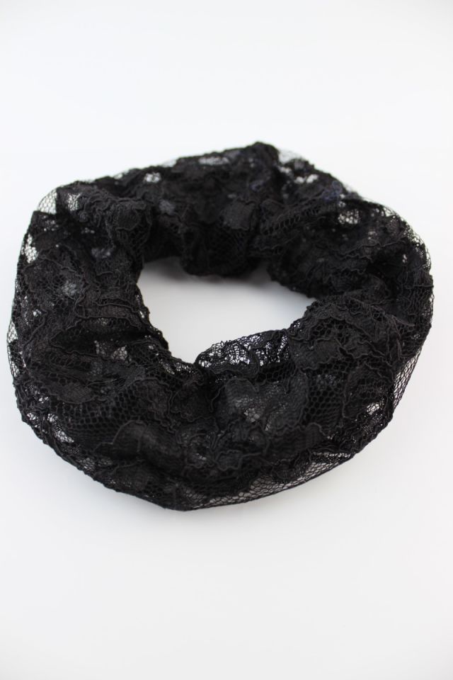 Dantelli Krep Kumaş Lastik Toka Simit Toka - Siyah