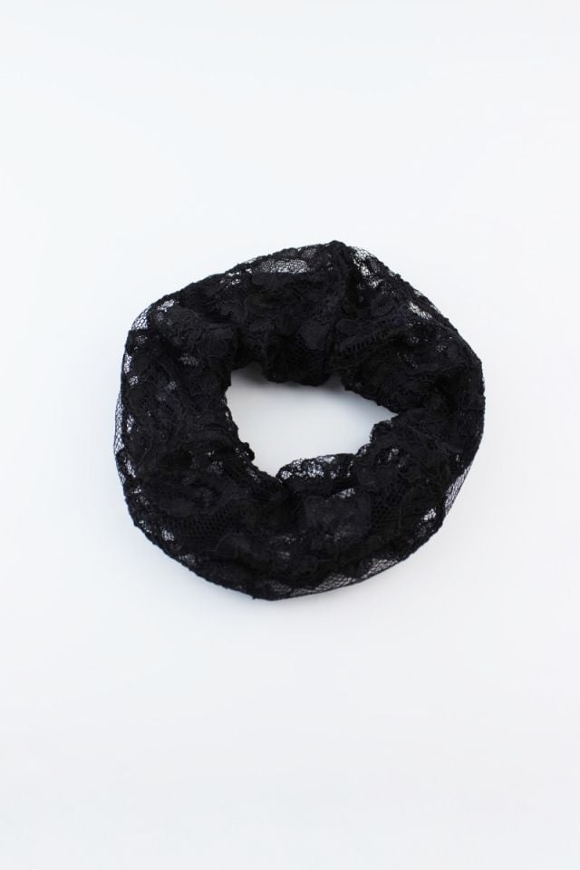 Dantelli Krep Kumaş Lastik Toka Simit Toka - Siyah