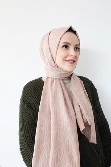 Zebra Desen Şal - Vizon