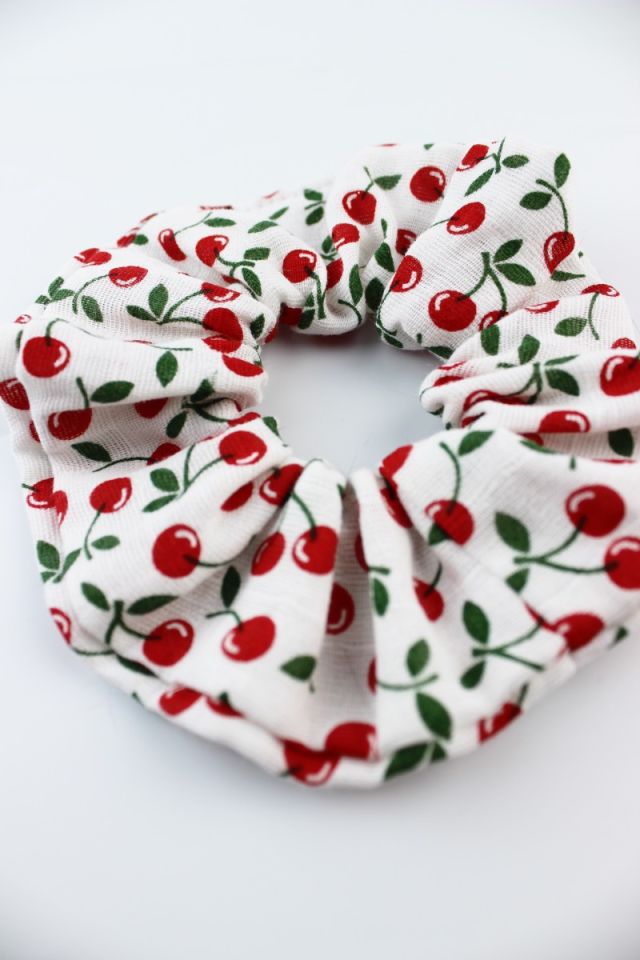 Çocuklar İçin Kiraz Desenli Pamuklu Çocuk Lastik Tokası - Kırmızı