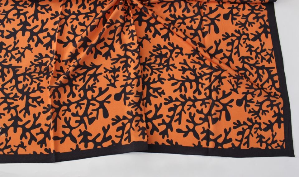 Desenli Moss Krep Eşarp - Kiremit