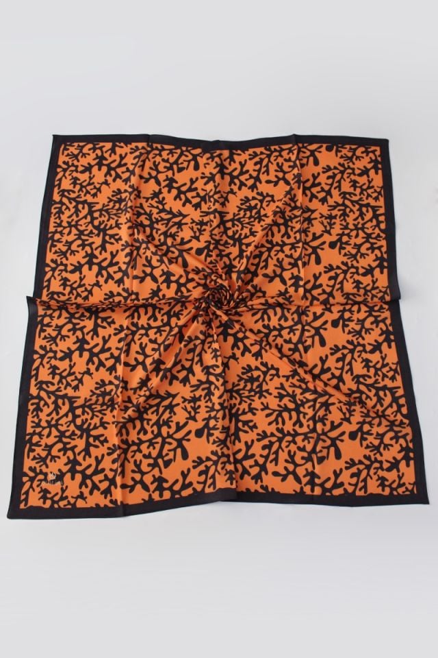 Desenli Moss Krep Eşarp - Kiremit