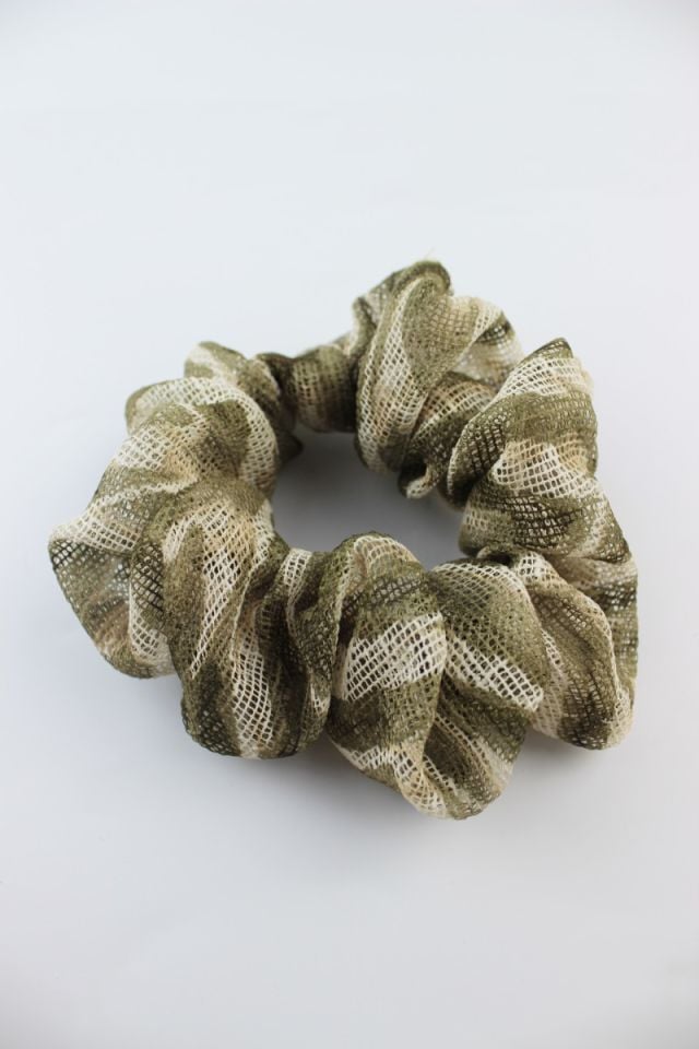 Kamuflaj Desenli Fileli Kumaş Lastik Toka Simit Toka - Yağ Yeşili