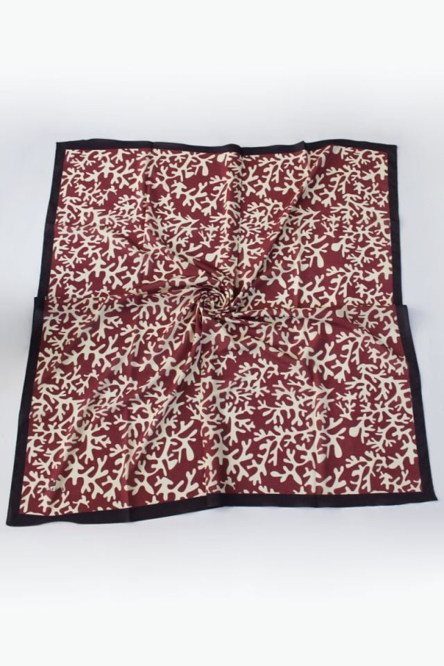 Desenli Moss Krep Eşarp - Pastel Kiremit