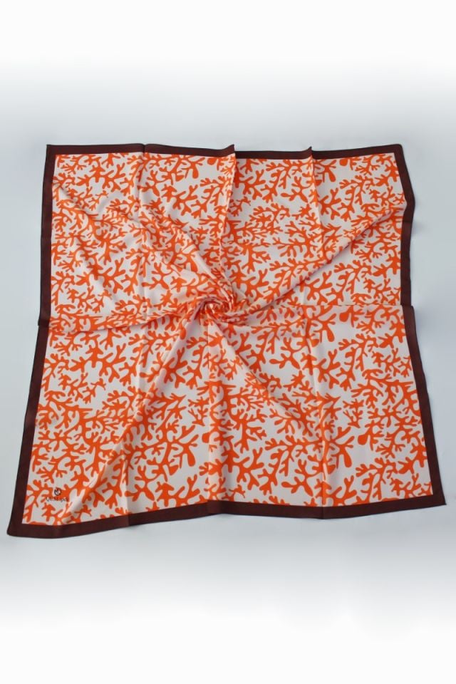 Desenli Moss Krep Eşarp - Turuncu