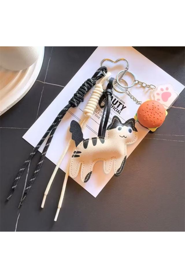 Kedi Bej Charm Çanta Aksesuarları