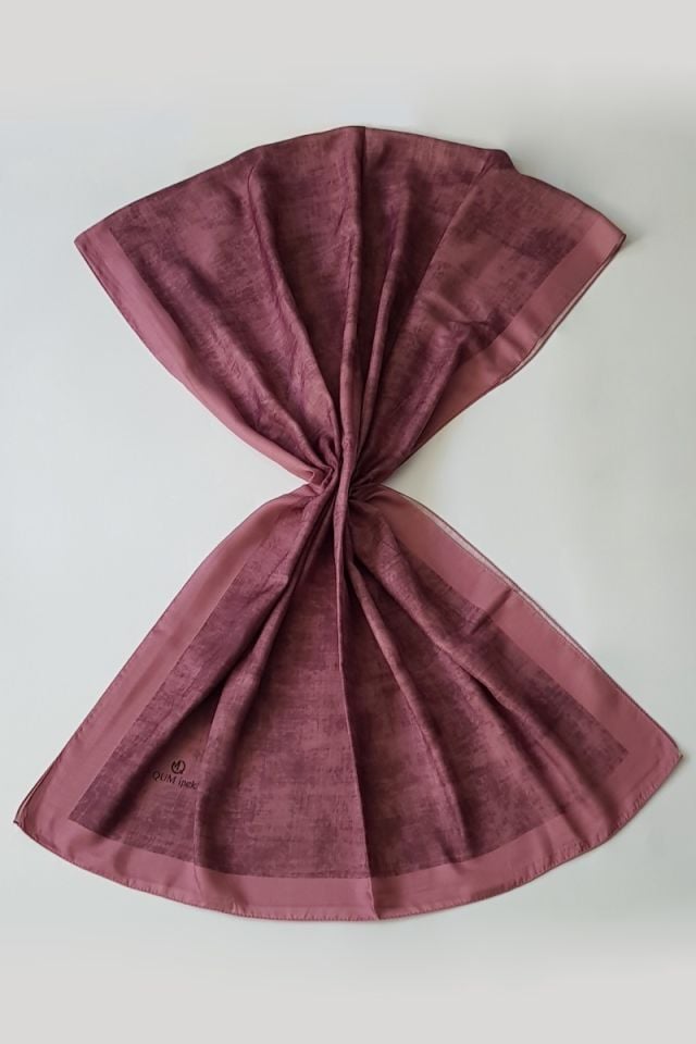 Mermer Desenli Pamuk Şal - Gül Kurusu