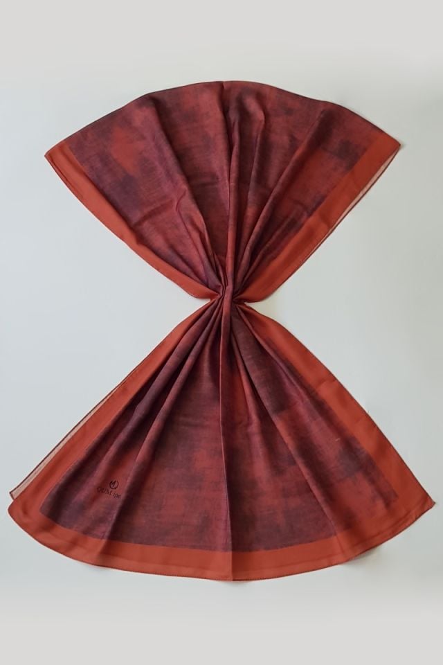 Mermer Desenli Pamuk Şal - Kiremit