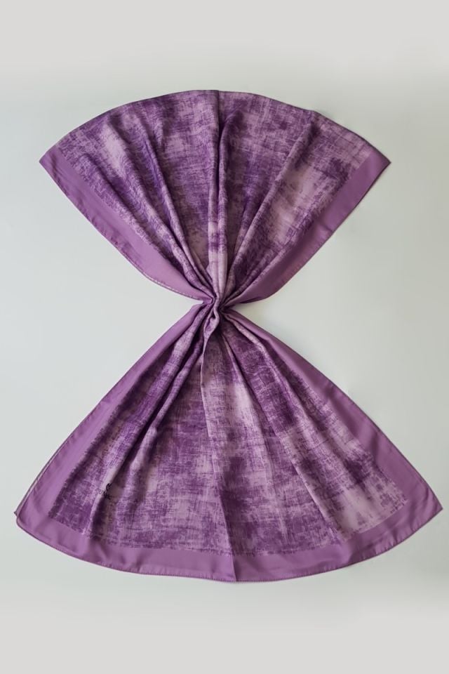 Mermer Desenli Pamuk Şal - Lila