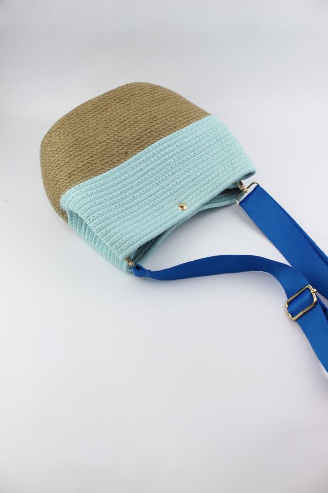 Çıtçıt Kapamalı Su Yeşili Hasır Kadın Omuz Çantası 26x21x11 Cm