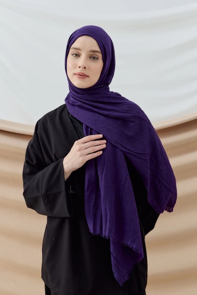 Modakaşmir Bambu Kraş Şal - Mor