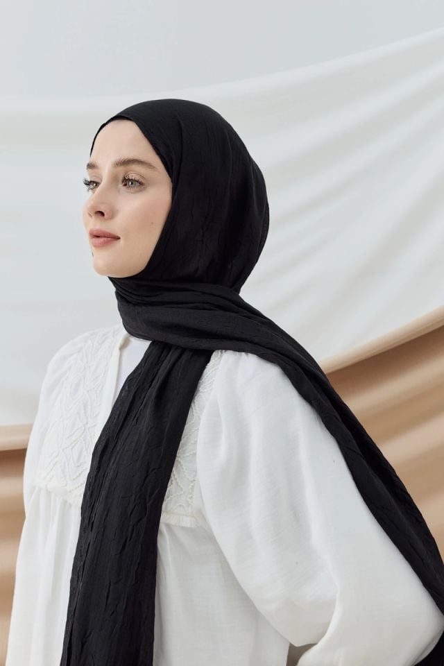 Modakaşmir Bambu Kraş Şal - Siyah