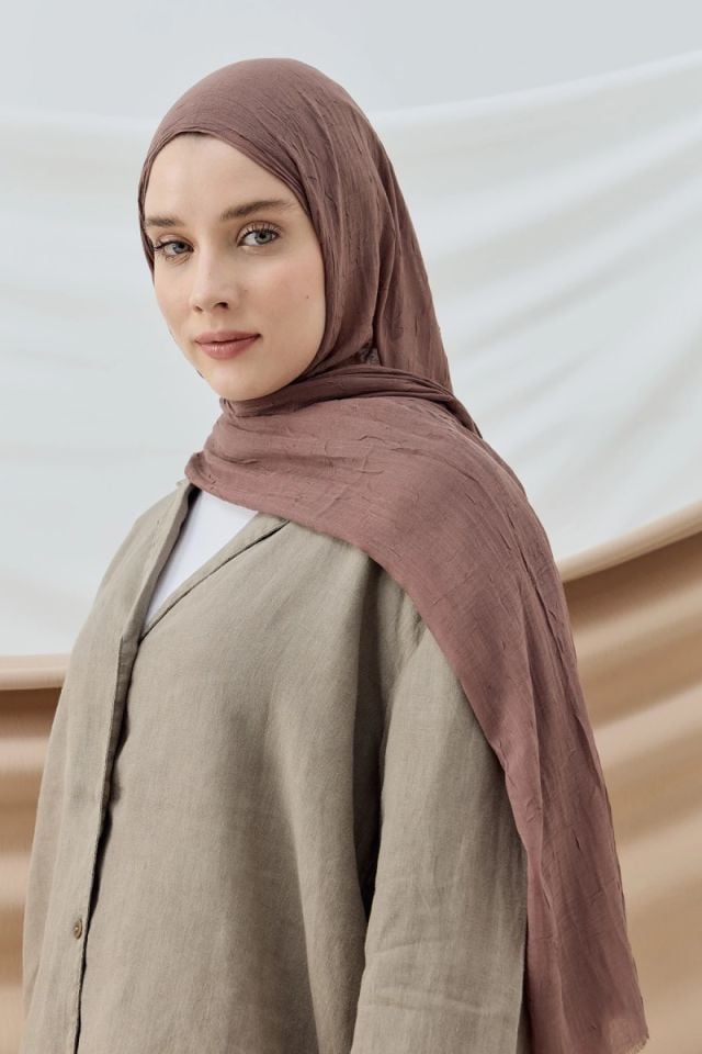 Modakaşmir Bambu Kraş Şal - Tozlu Kahve