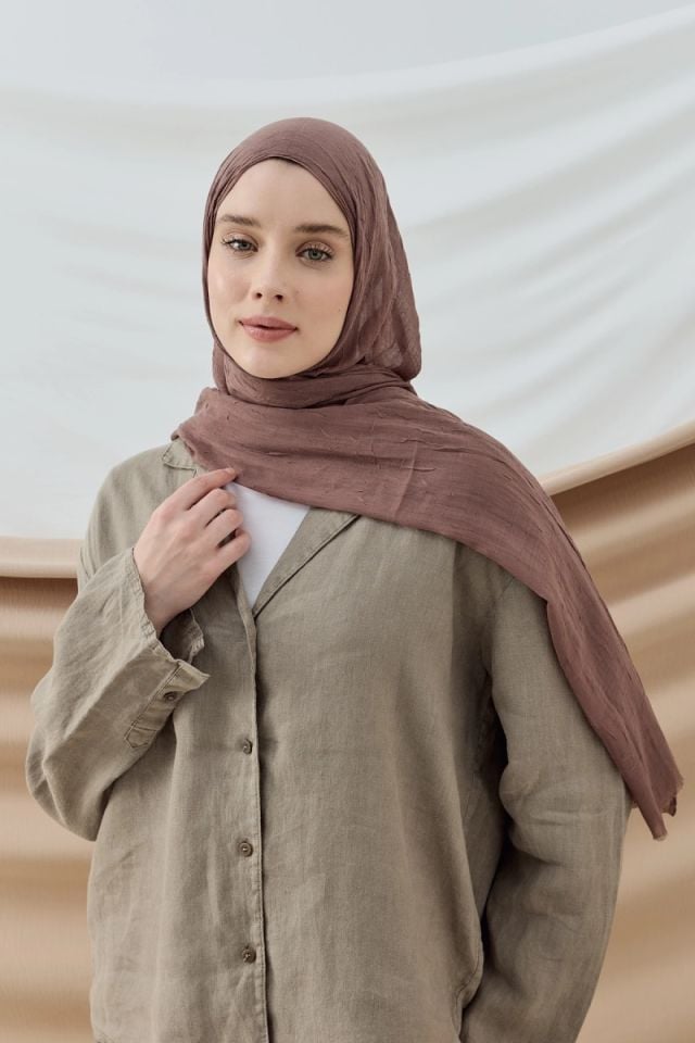 Modakaşmir Bambu Kraş Şal - Tozlu Kahve