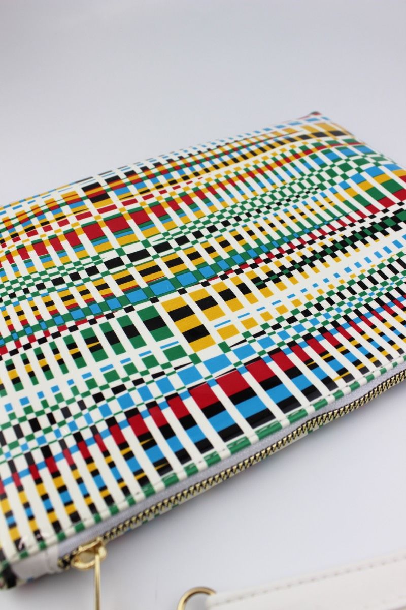 Desenli Portföy Clutch Çanta Renkli