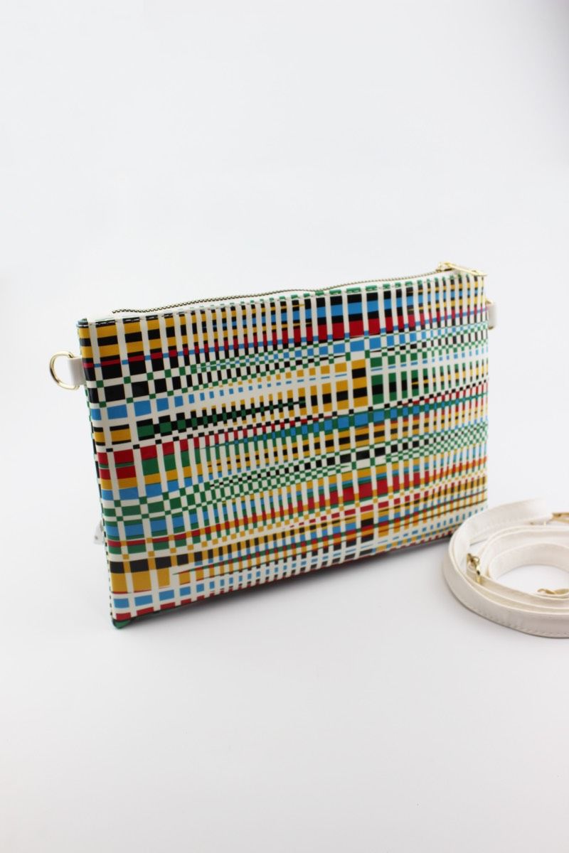 Desenli Portföy Clutch Çanta Renkli