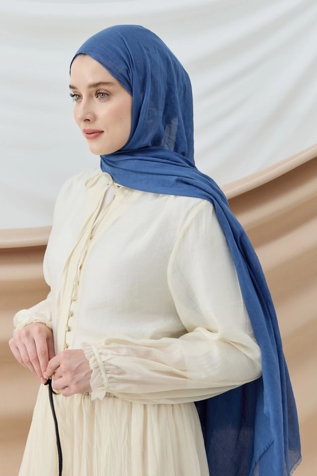 Aya Pamuk Şal - İndigo