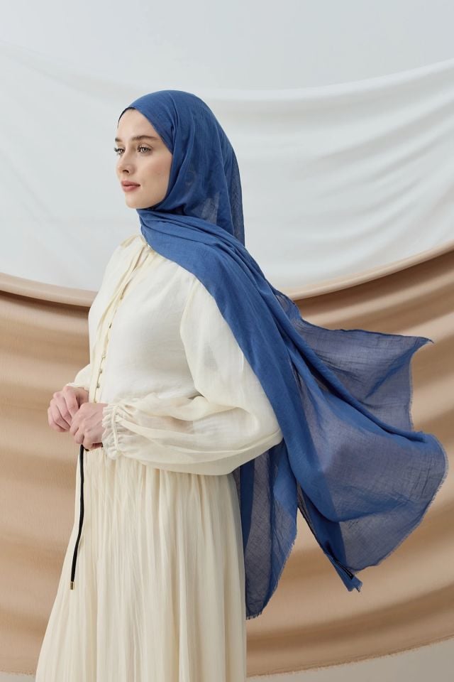 Aya Pamuk Şal - İndigo