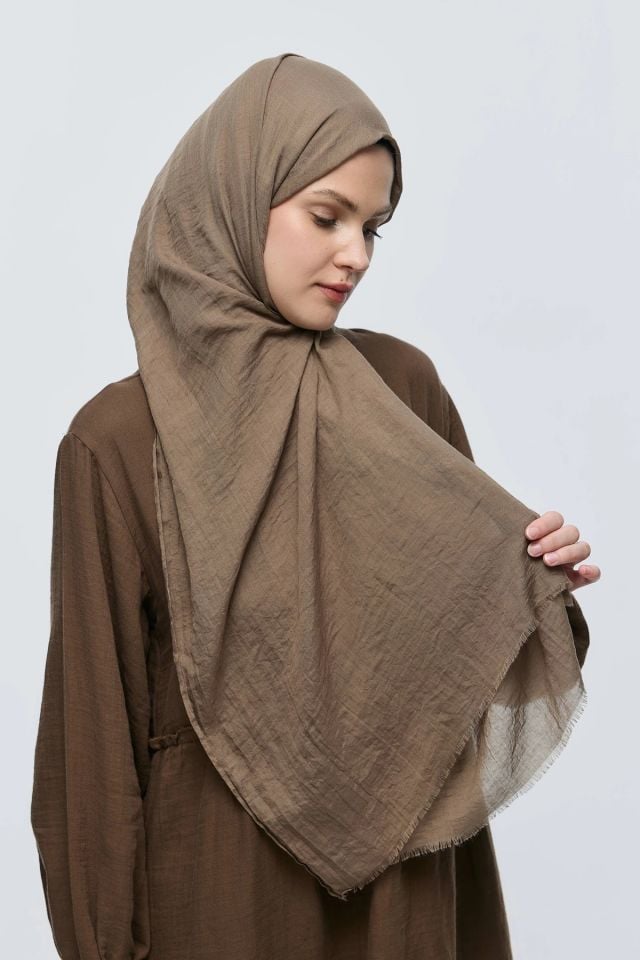 Aya Pamuk Şal - Koyu Vizon