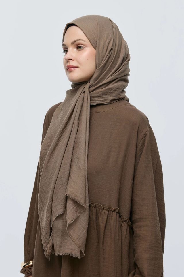 Aya Pamuk Şal - Koyu Vizon