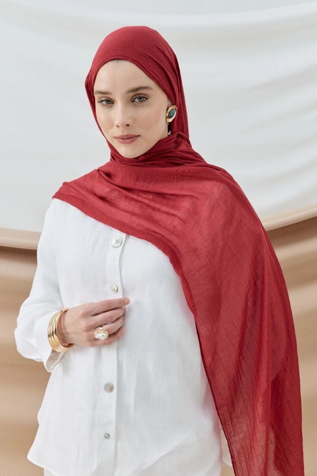 Aya Pamuk Şal - Nar Çiçeği