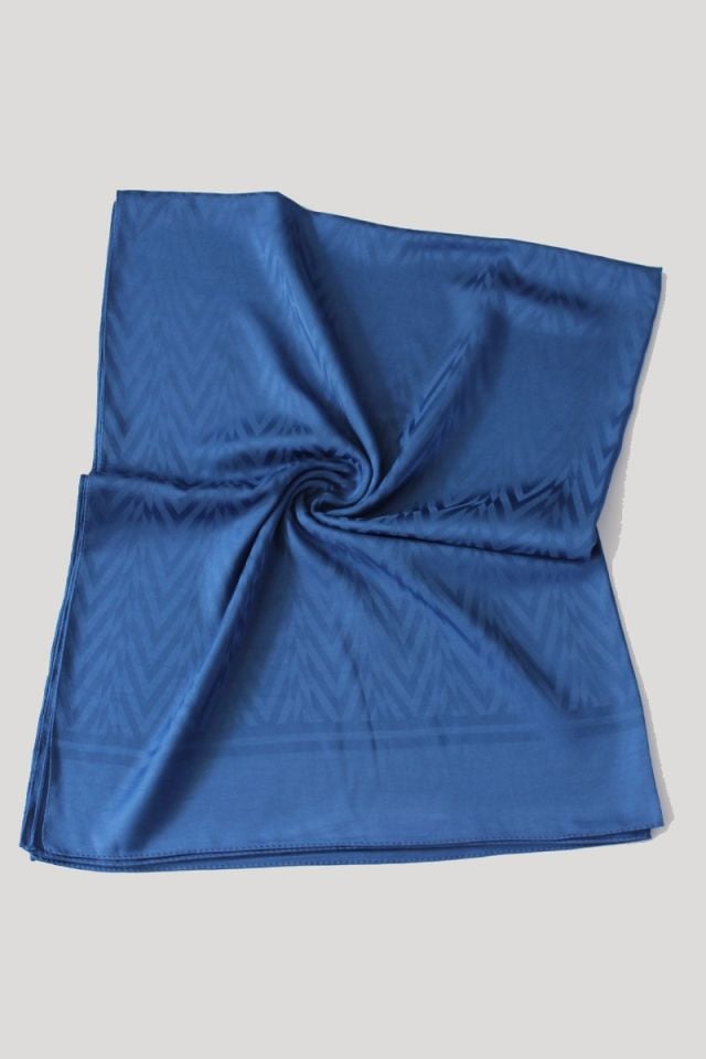 Zikzak Desenli İtalyan Jakar Şal - İndigo