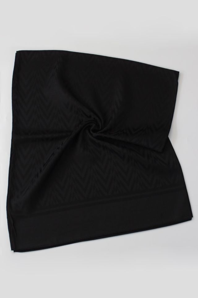 Zikzak Desenli İtalyan Jakar Şal - Siyah