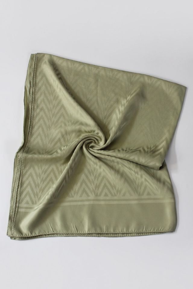 Zikzak Desenli İtalyan Jakar Şal - Su Yeşili