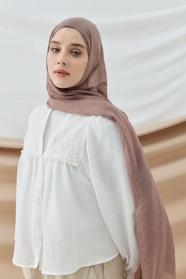 Aya Pamuk Şal - Tozlu Kahve