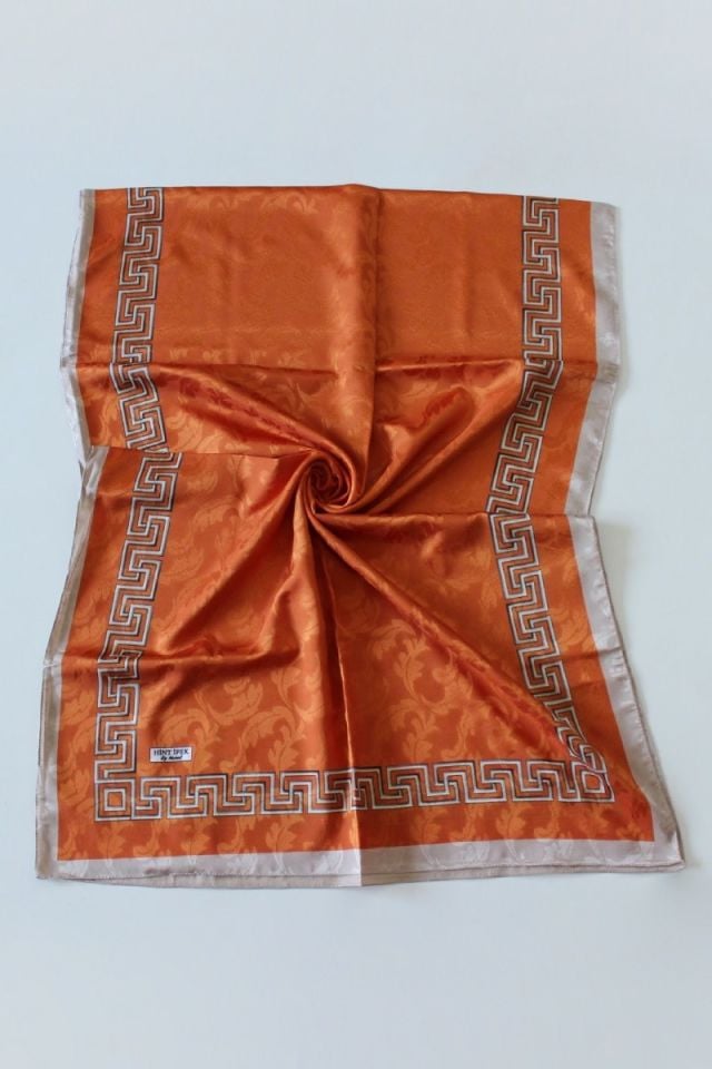 Hint İpek Monogram Star Şal - Kiremit