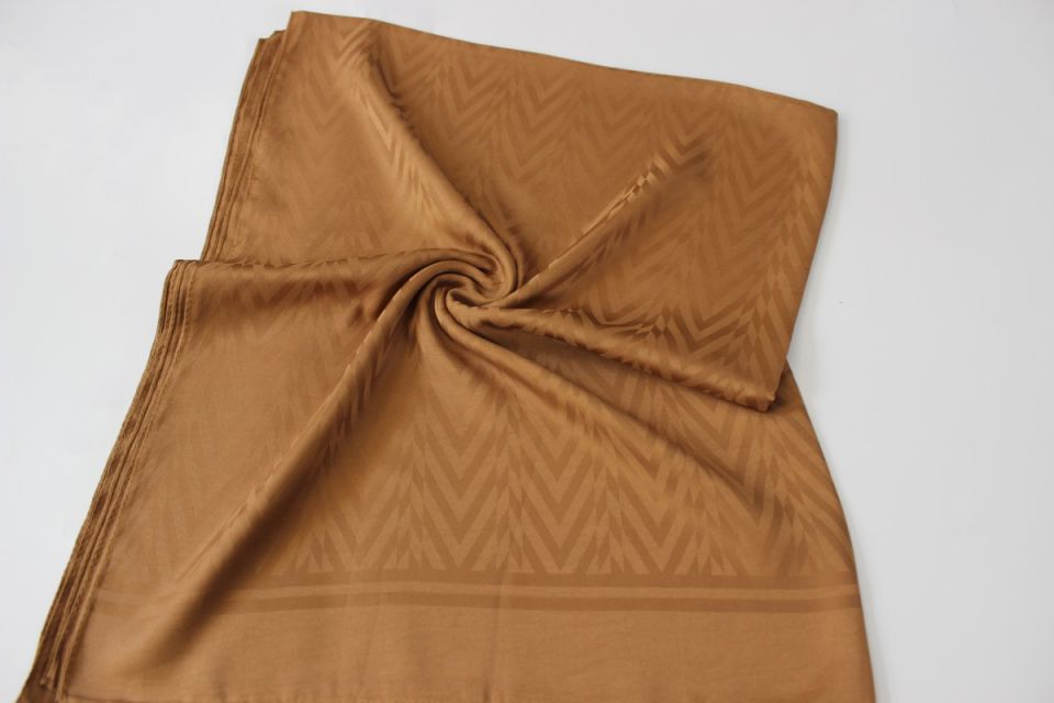 Zikzak Desenli İtalyan Jakar Şal - Tarçın