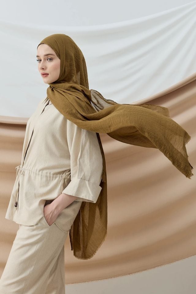 Aya Pamuk Şal - Yağ Yeşili