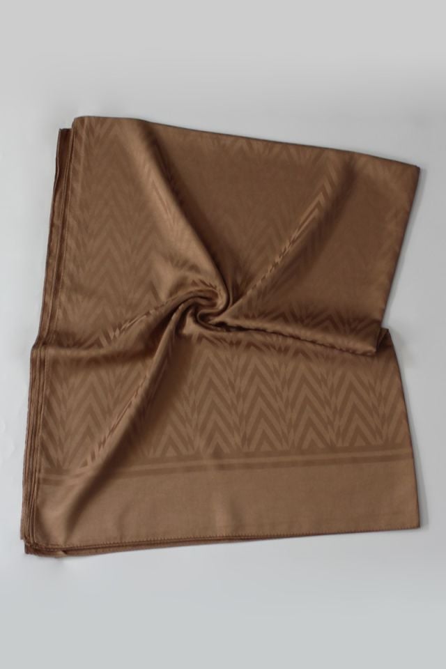 Zikzak Desenli İtalyan Jakar Şal - Toprak