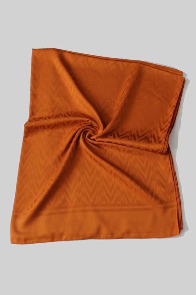 Zikzak Desenli İtalyan Jakar Şal - Turuncu