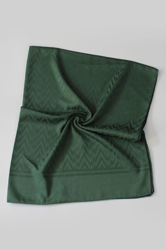 Zikzak Desenli İtalyan Jakar Şal - Zümrüt