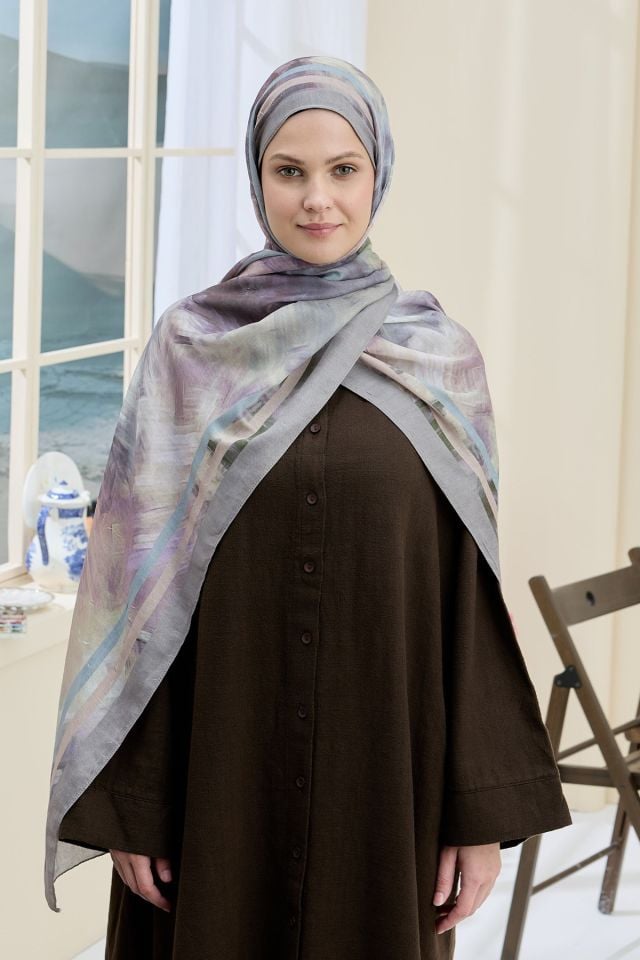 Ashira Desen Bambu Şal - Antik Bej