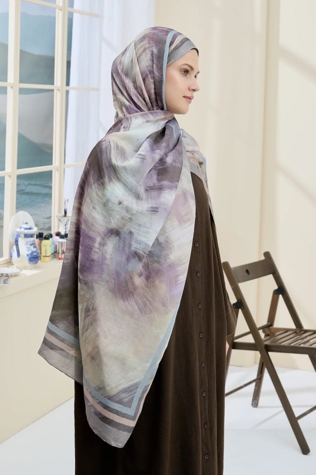 Ashira Desen Bambu Şal - Antik Bej