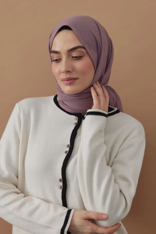 Pamuk Kraş Şal - Küllü Kahve