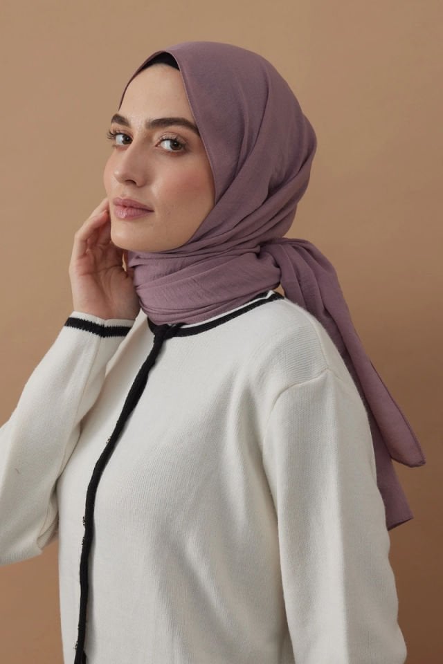 Pamuk Kraş Şal - Küllü Kahve