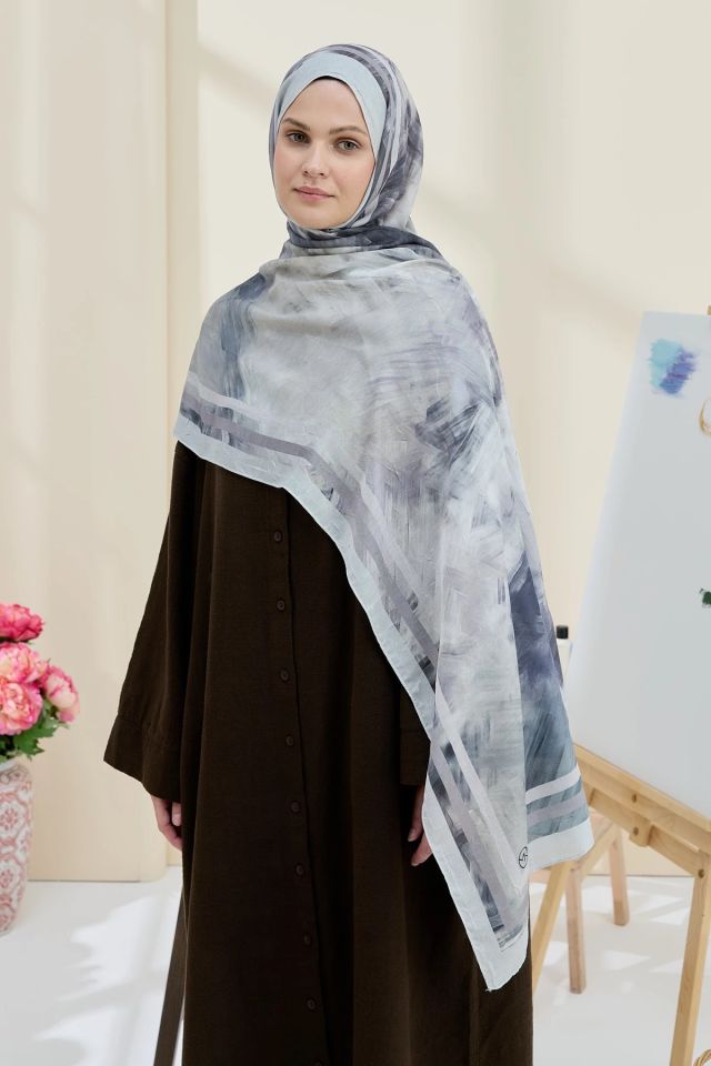 Ashira Desen Bambu Şal - Gümüş