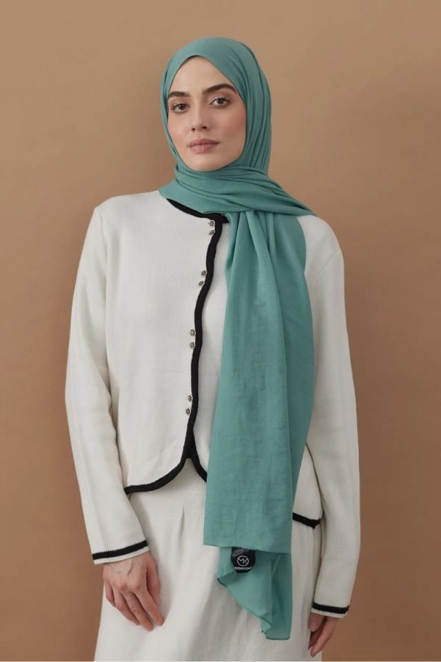Pamuk Kraş Şal - Nil Yeşili