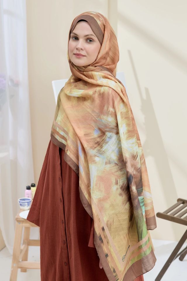 Ashira Desen Bambu Şal - Kahverengi