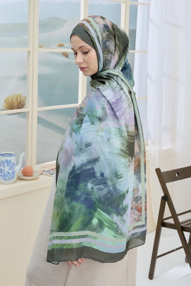 Ashira Desen Bambu Şal - Kamuflaj