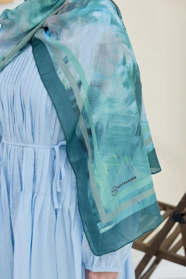 Ashira Desen Bambu Şal - Petrol