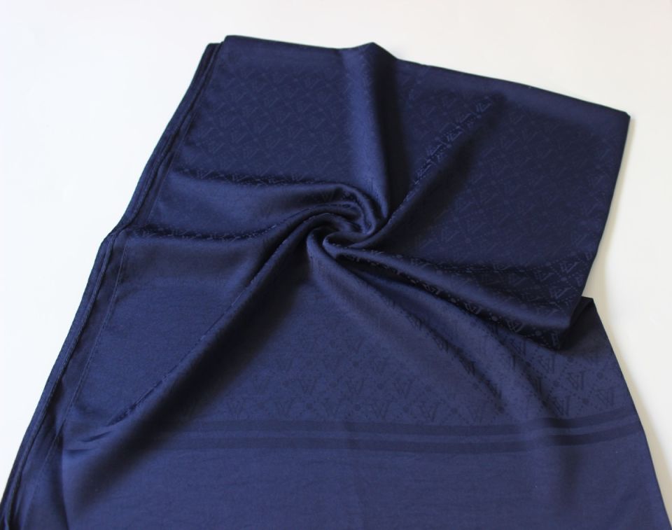 V Desenli İtalyan Jakar Şal - Lacivert