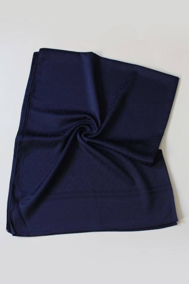 V Desenli İtalyan Jakar Şal - Lacivert