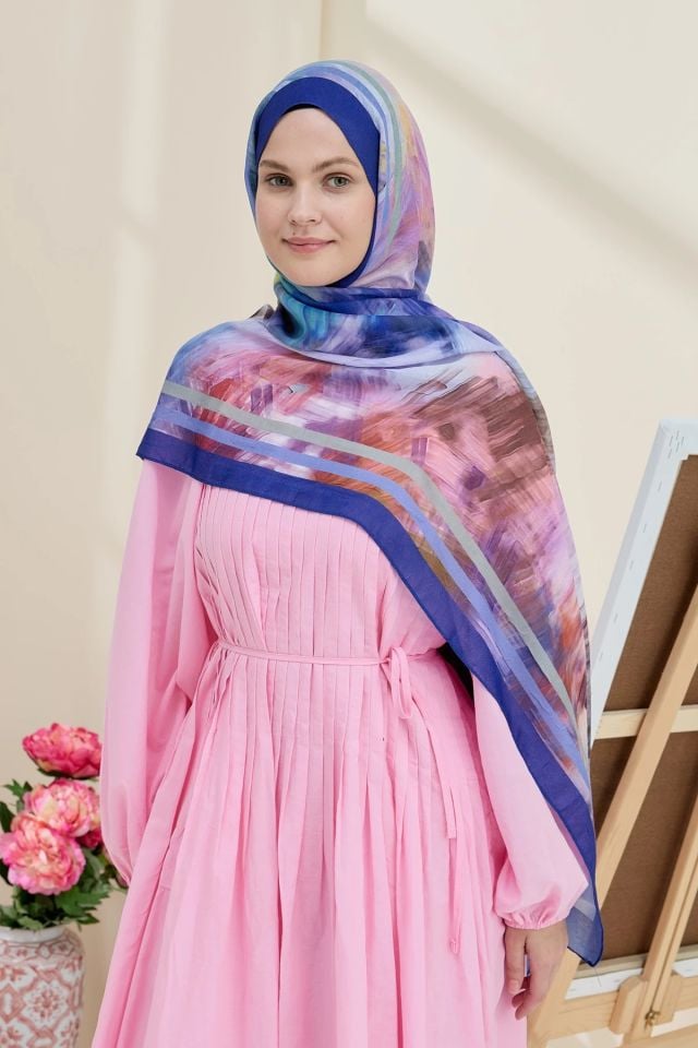 Ashira Desen Bambu Şal - Saks