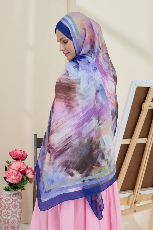 Ashira Desen Bambu Şal - Saks