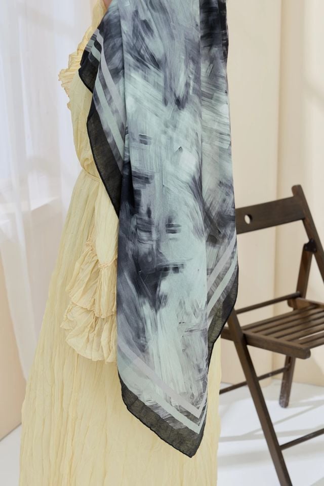 Ashira Desen Bambu Şal - Siyah