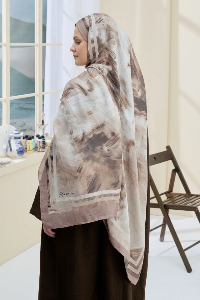 Ashira Desen Bambu Şal - Vizon